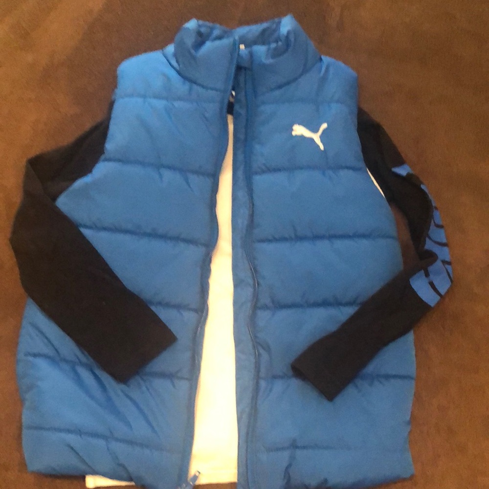 Puma Blue quilted vest and long sleeve shirt set